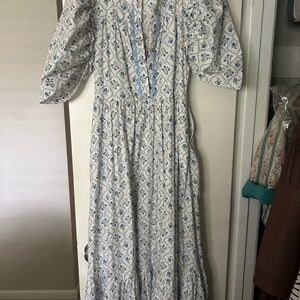 Floral Blue and White Maxi Dress